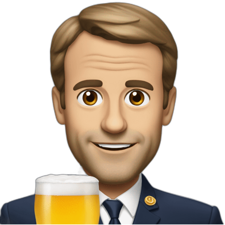 Emanuel Macron drink beer emoji