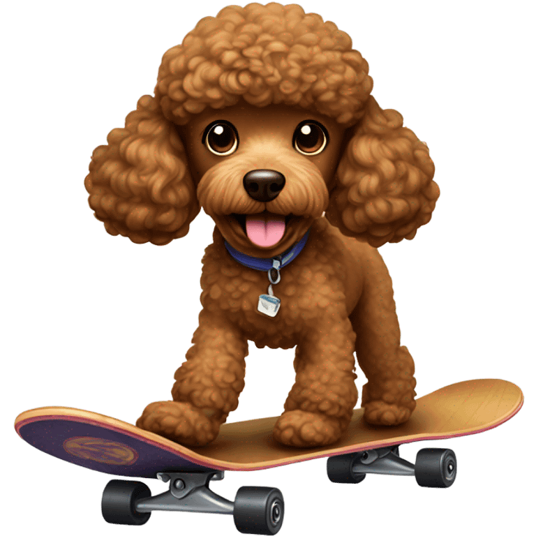 Brown poodle on skateboard emoji