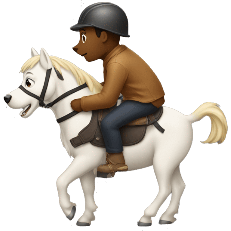 dog climbing on horse's back emoji