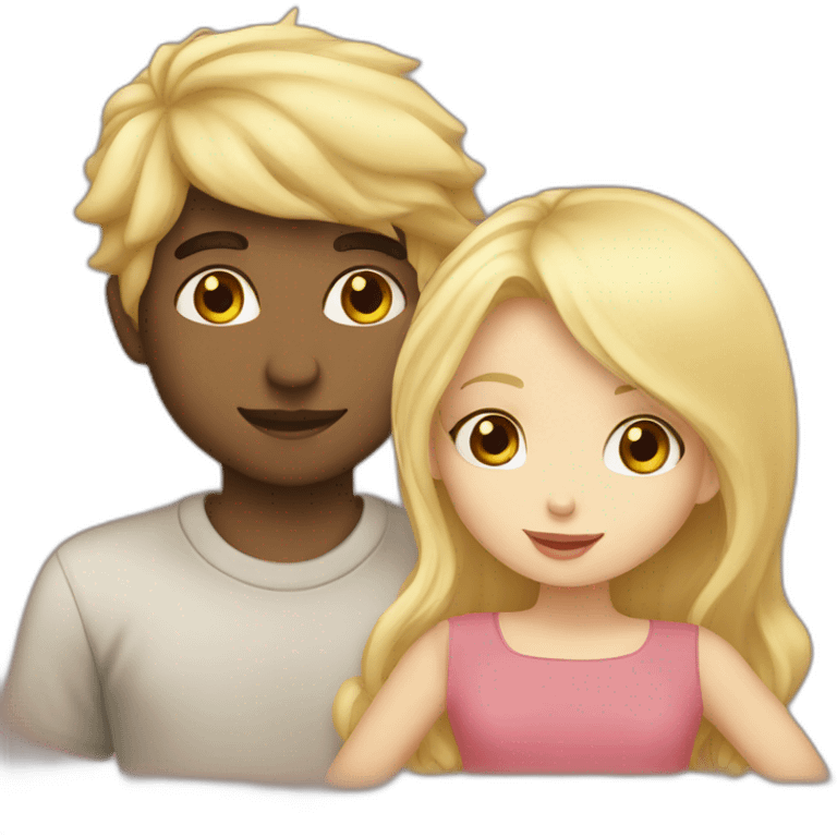 A blond boy who kisses a pretty blonde girl  emoji