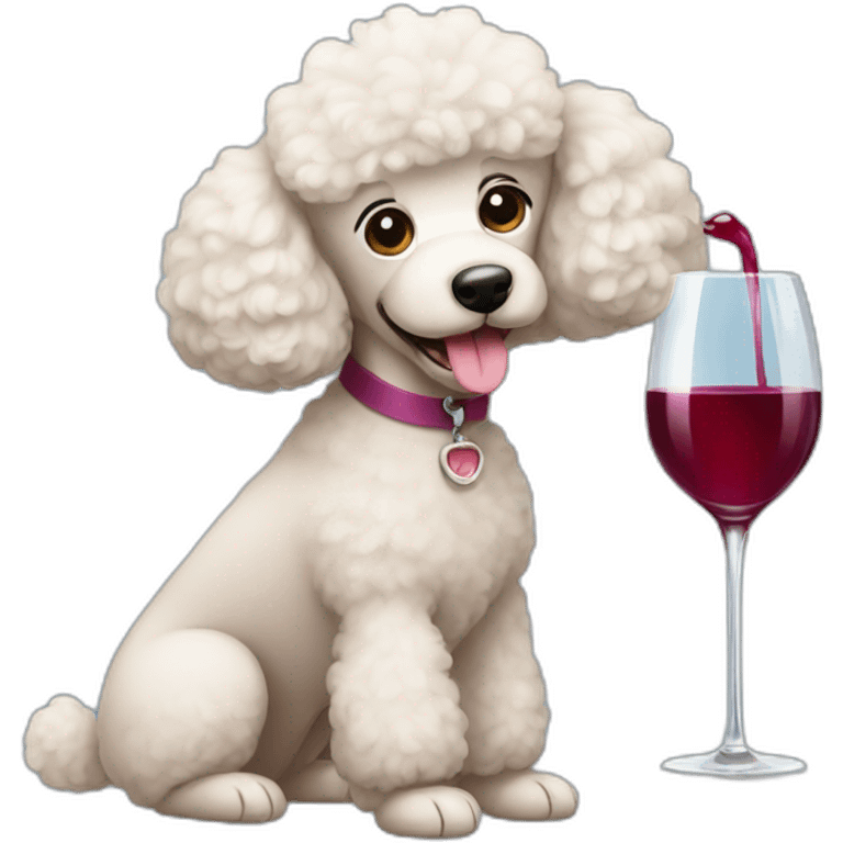 Poodle drinking wine emoji