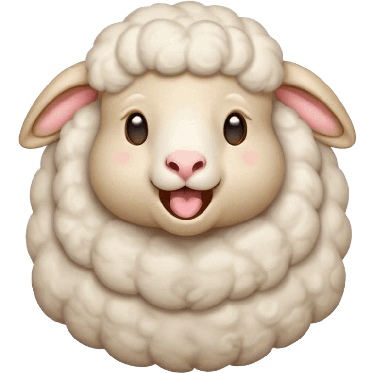 Cinematic Cute Yawning Sheep Portrait Emoji, Head tilted slightly with a dramatic, wide-open yawn, showcasing a soft, downy white fleece with gently drooping ears, round gentle eyes barely open in drowsy contentment, Simplified yet irresistibly adorable features, highly detailed, glowing with a soft, cozy glow, high shine, relaxed yet expressive, stylized with a touch of whimsical charm, bright and endearing, soft glowing outline, capturing the essence of a sleepy yet affectionate sheep, so drowsy it feels like it could stretch out of the screen and curl up for a nap! emoji