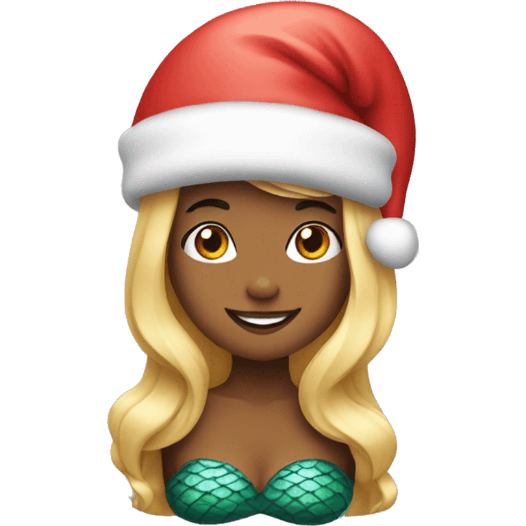 Mermaid wearing a Christmas hat emoji