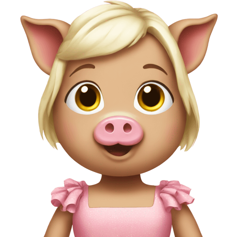 A girly pig with a dress emoji