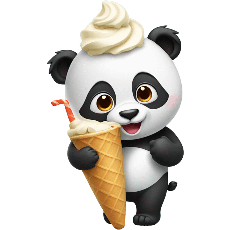 Panda eating ice cream emoji