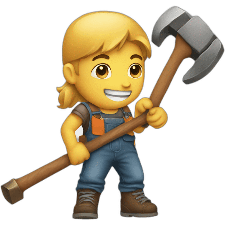 Children with hammer emoji