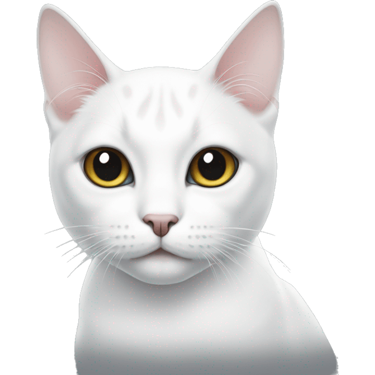 white cat with big black spots around eyes emoji