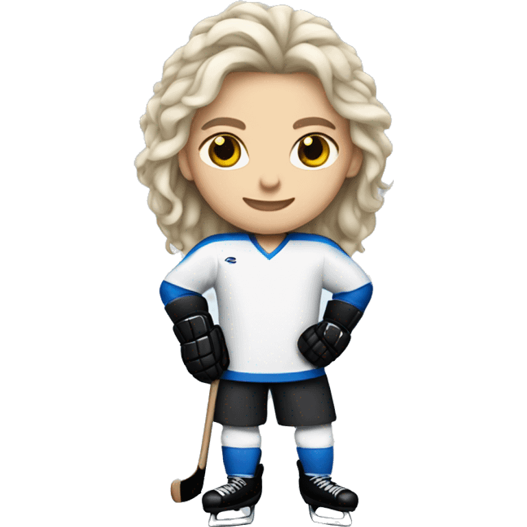 white brunnete hair hockey player emoji