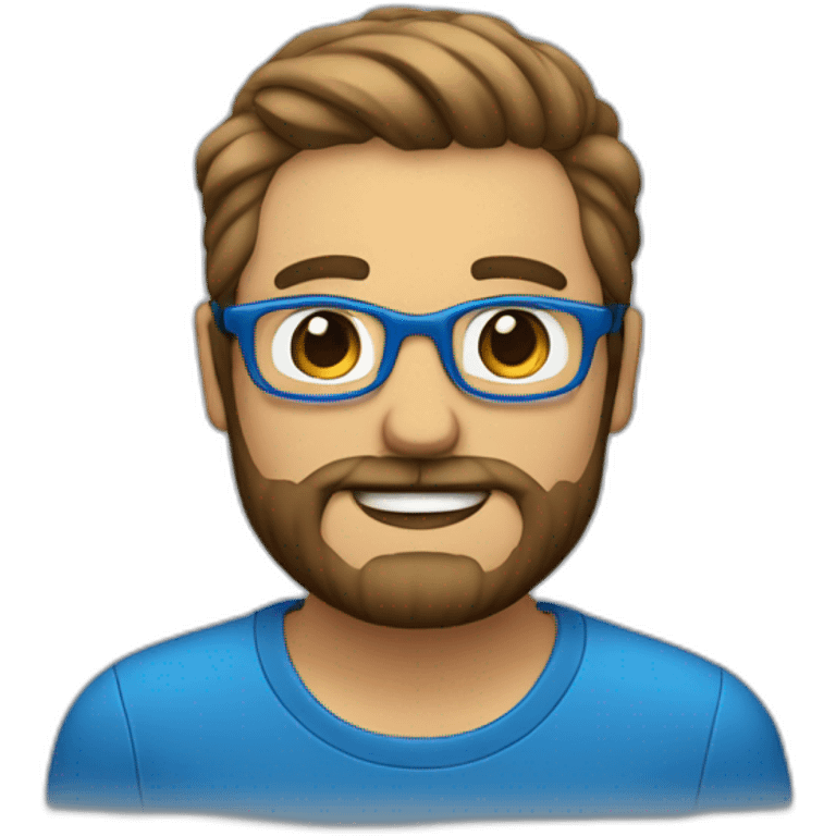 Hombre con barba y lentes azules, pelo canoso emoji