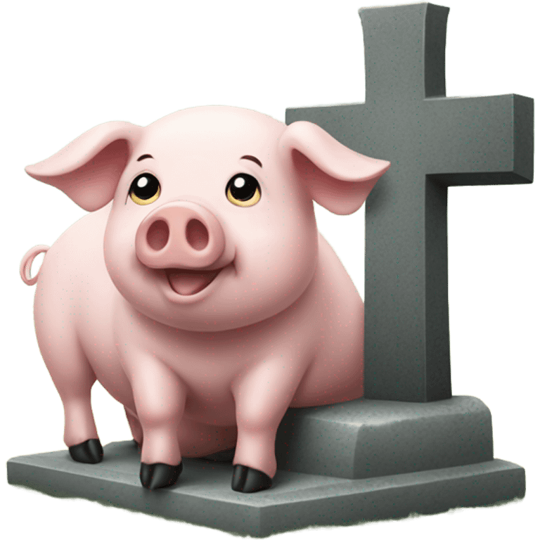 Pig next to a gravestone emoji