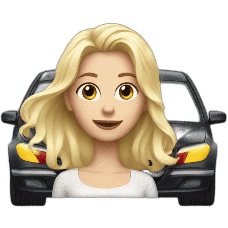 blonde girl in car mercedes benz emoji