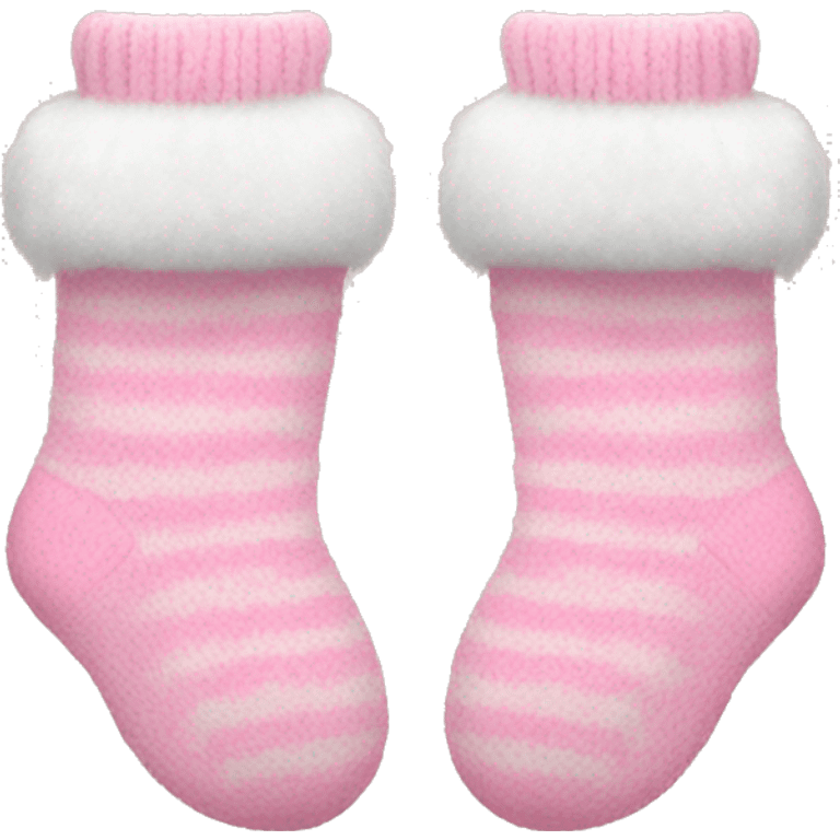 Pink and white fluffy socks cozy emoji