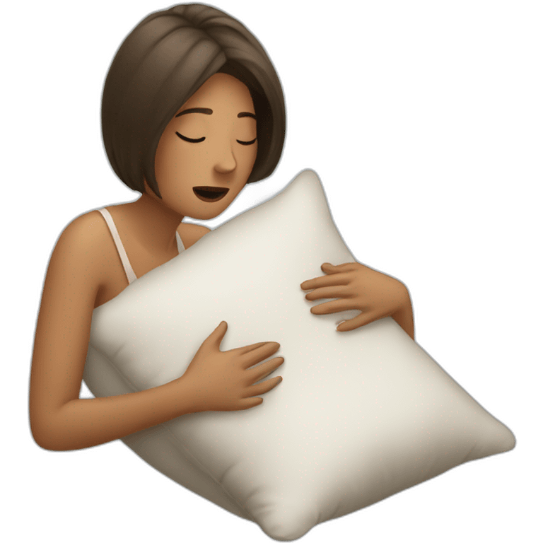 a woman huming a pillow emoji