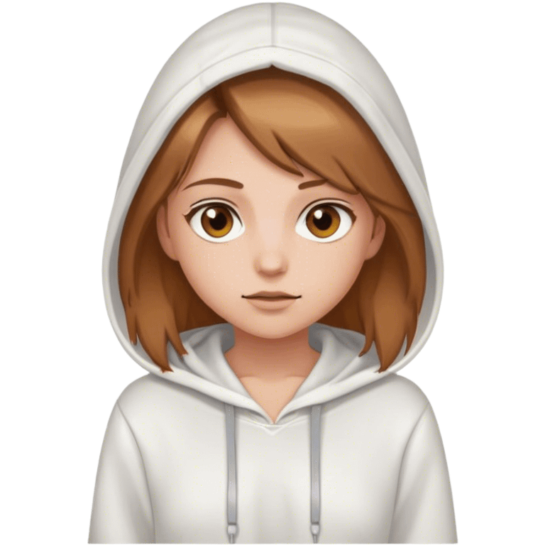 girl with shorts and white hoodie light brown hair and hazel eyes emoji