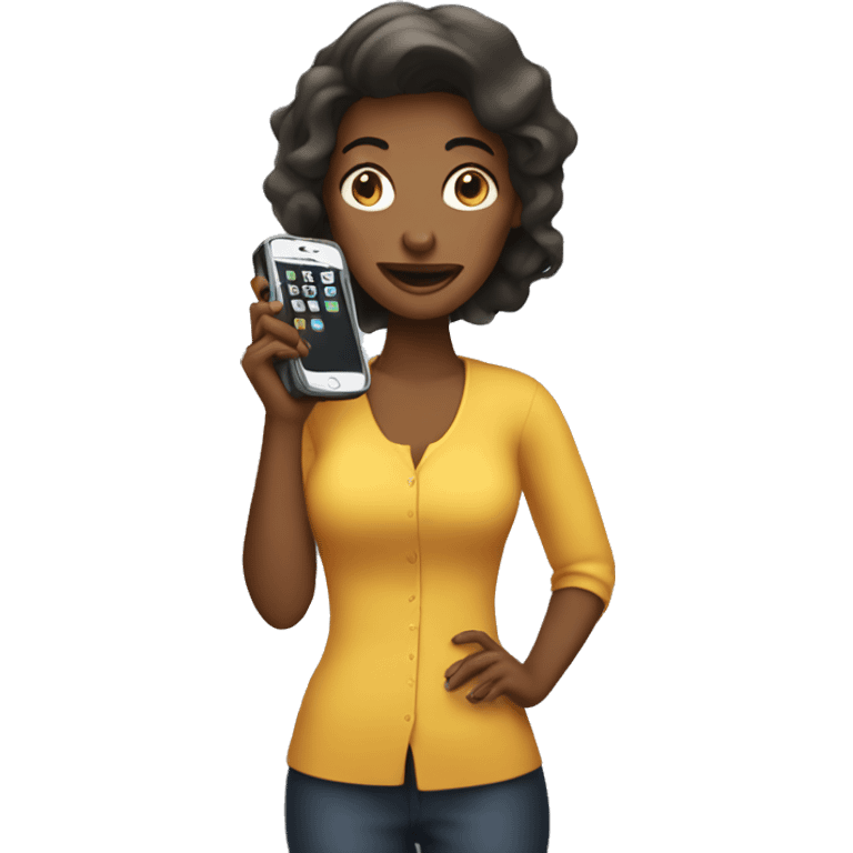 woman showing big phone emoji