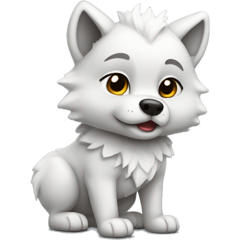 Niedlicher Weiß schwarzer Baby Wolf emoji