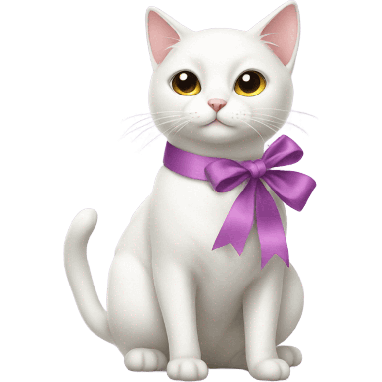 white cat with dress and ribbon emoji