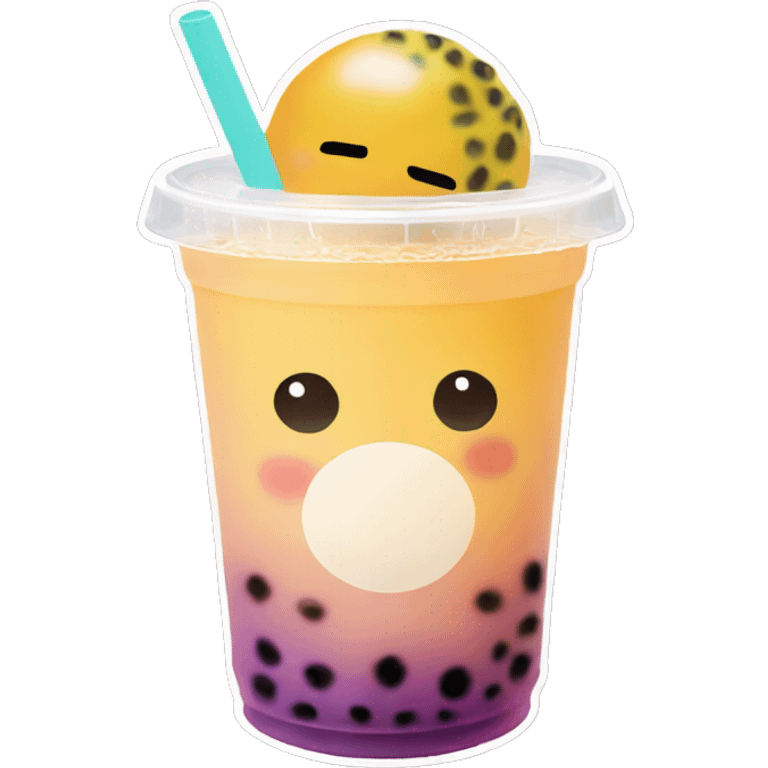 Aesthetic passion fruit bubble tea, no face emoji