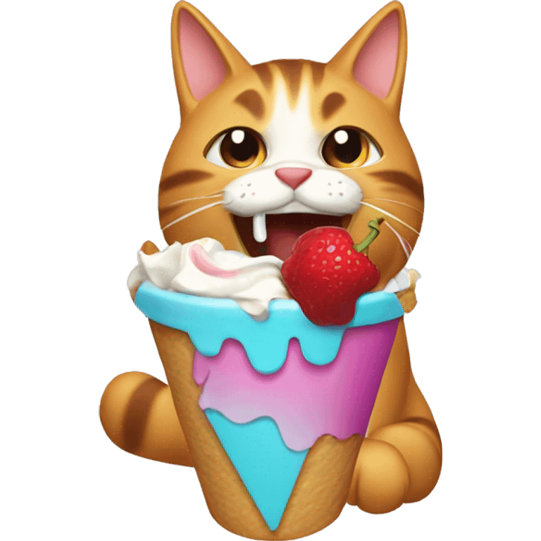 Gato comiendo helado emoji