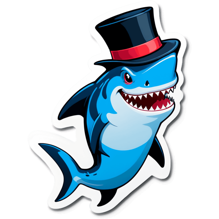 Shark with a top hat emoji