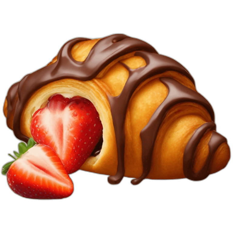 Chocolate croissant with strawberry  emoji