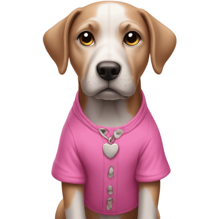 Dog wearing pink  emoji