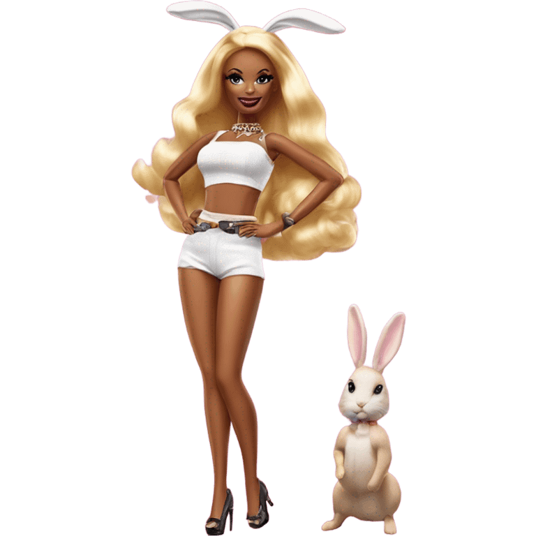 Blonde Go-go dancer Enid Sinclair Barbie,  with bunny ears  emoji