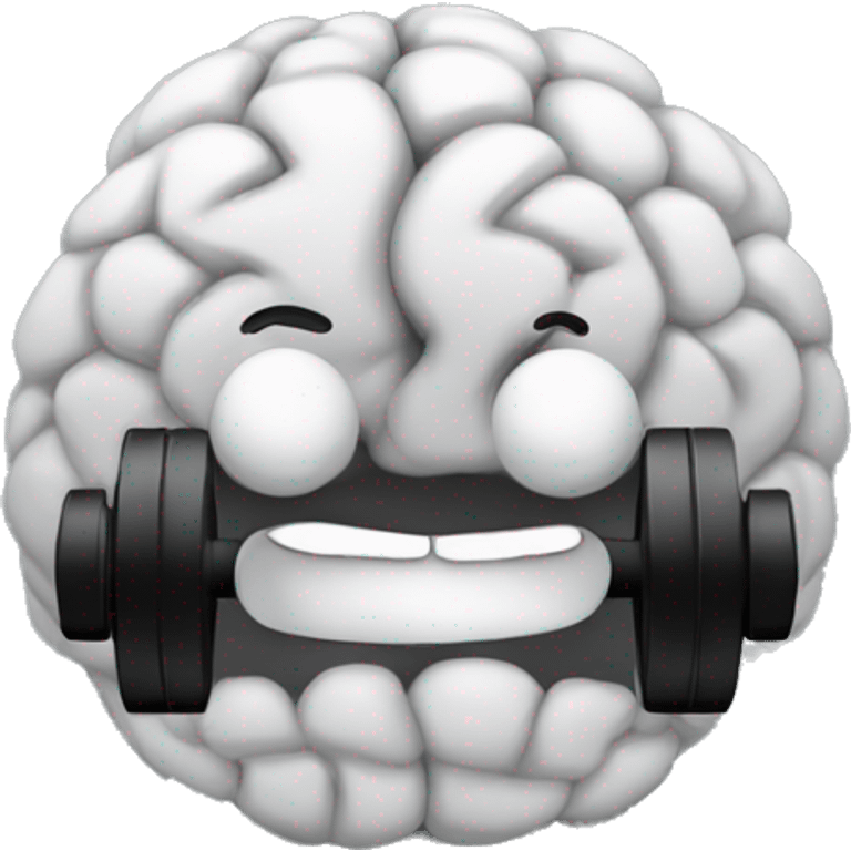 A black dumbbell with a brain on either side instead of weights emoji