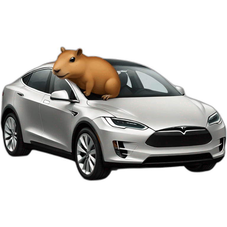 Capybara on tesla emoji