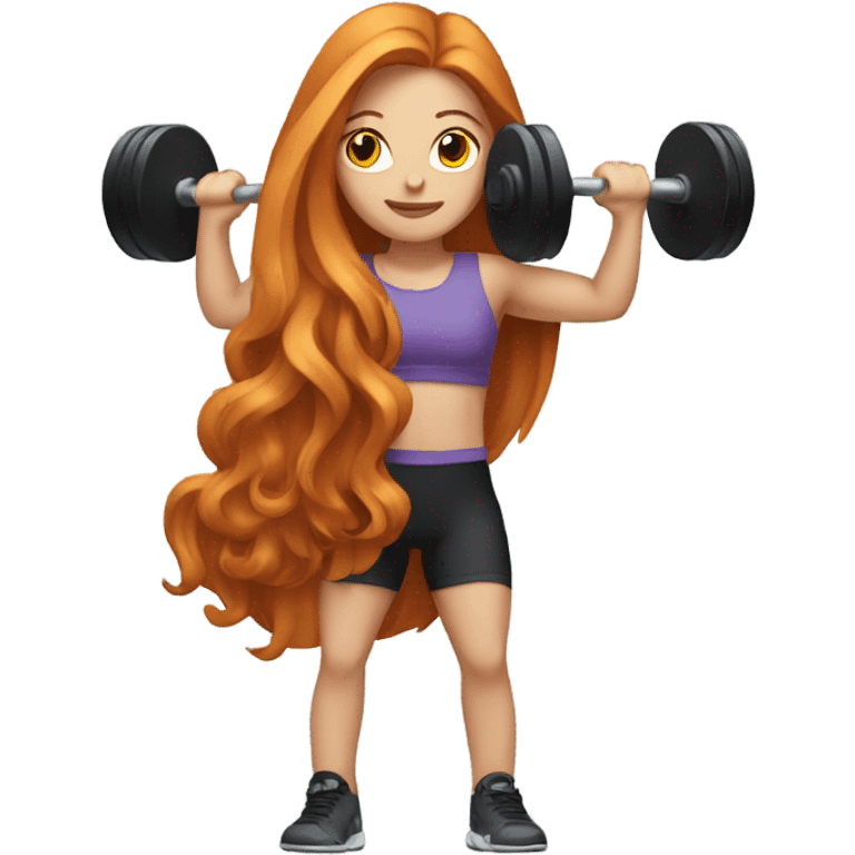  girl with long ginger hair lifting weights emoji