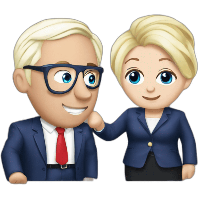 Macron et marine le pen qui s'embrassent emoji