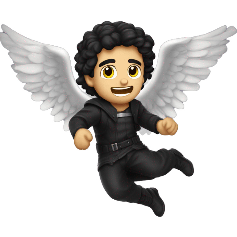 dark angel falling from the sky, caucasian dark haired man emoji