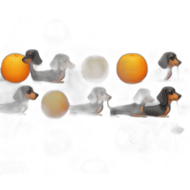 dachshund with orange sun conure emoji