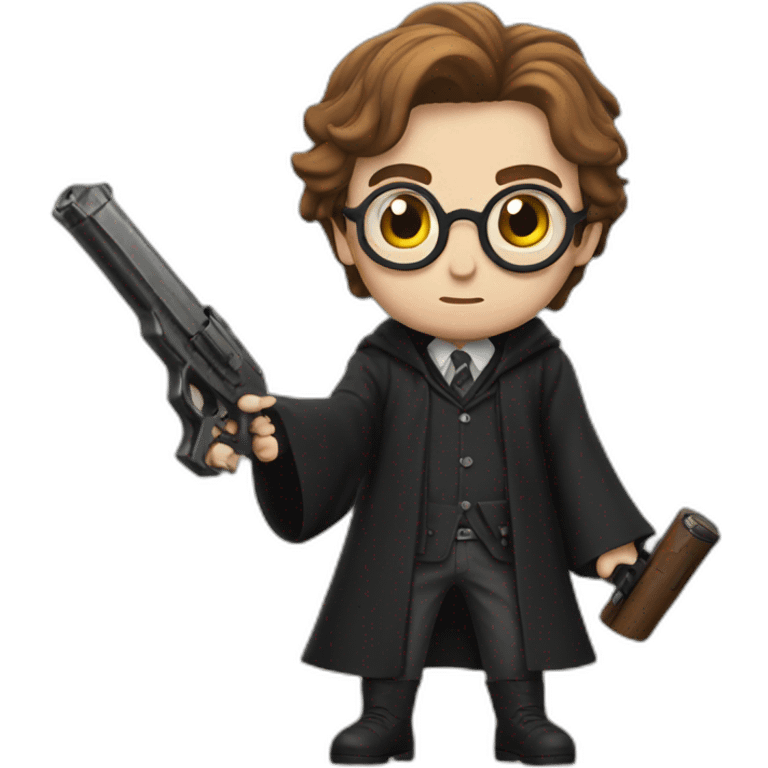 Harry Potter with a gun emoji