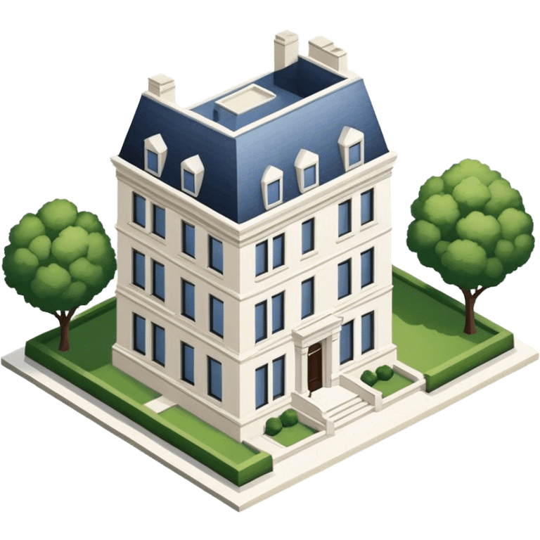 upper east side townhouse, white limestone, classic modern, isometric exterior view emoji