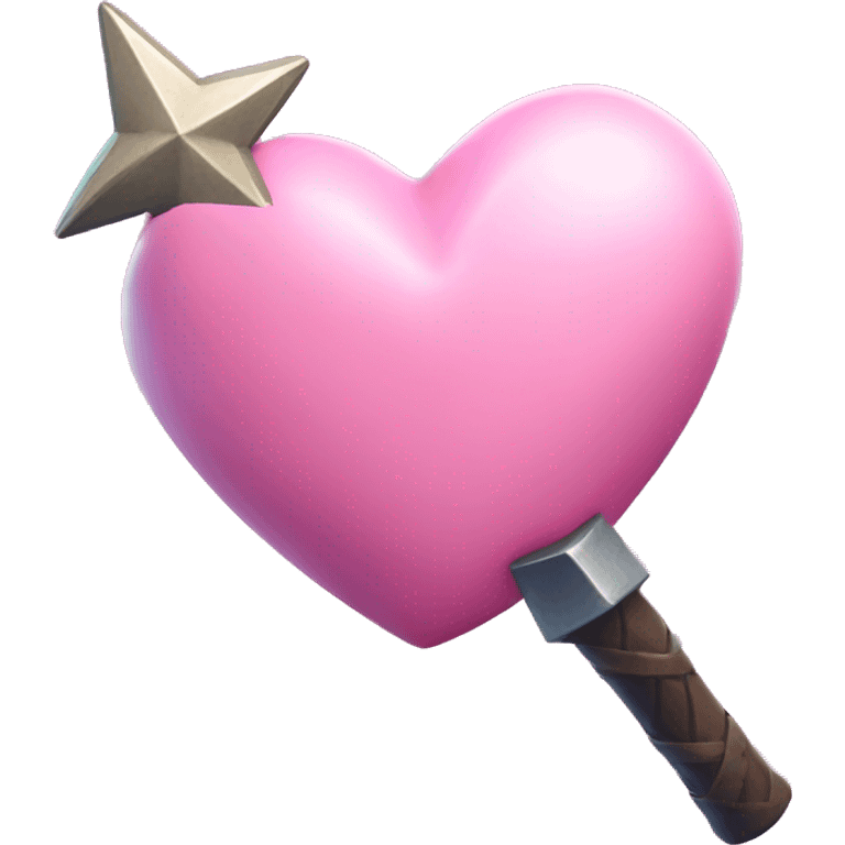 light pink heart with fortnite star wand pickaxe  emoji