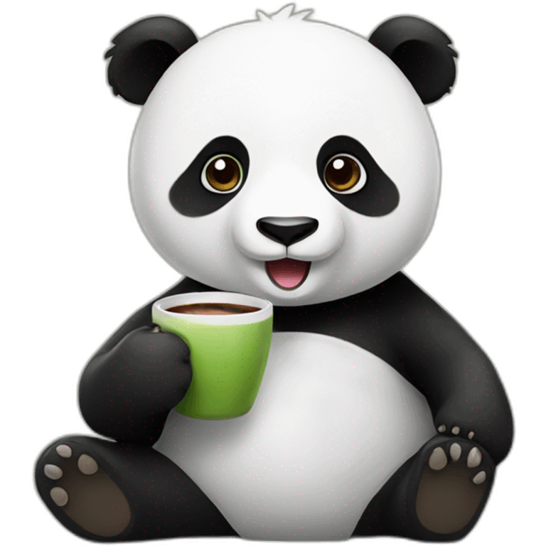 Panda drinking coffee emoji