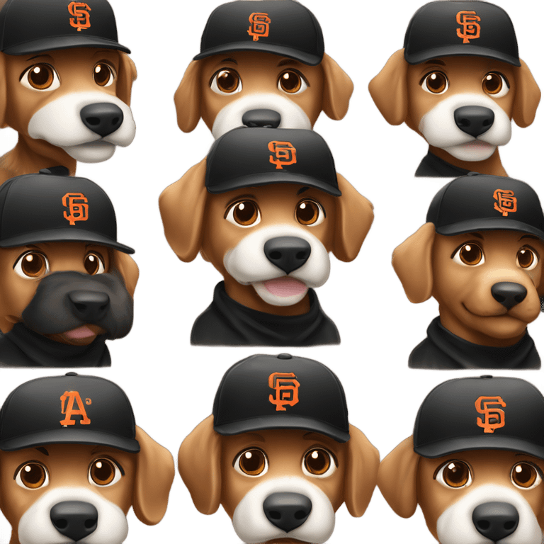 Austrian shepherd in black sf giants hat emoji