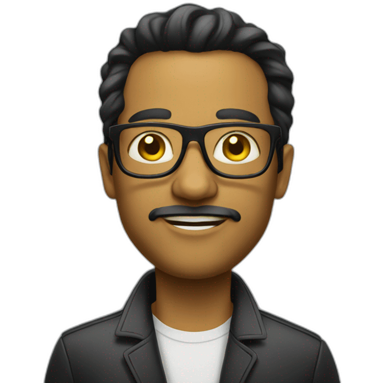 white entrepreneur with yellow tinted glasses and combed black hair  emoji