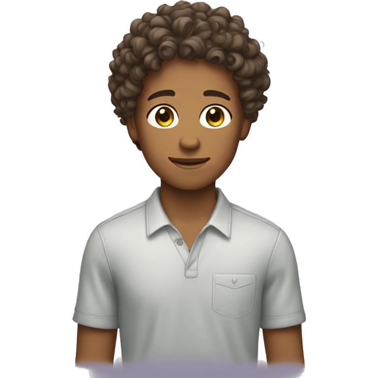 teenage with curly hair and tan skin is a male emoji