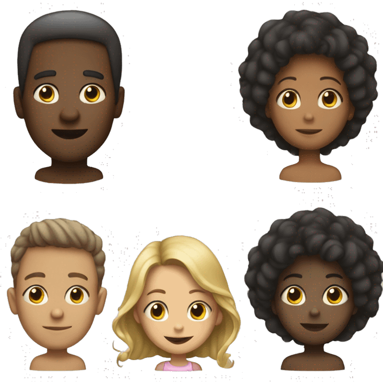 family white man black woman 6 year old girl and 1 year old boy emoji