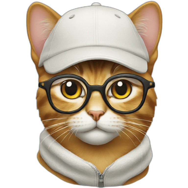 cat wearing glasses and a cap emoji