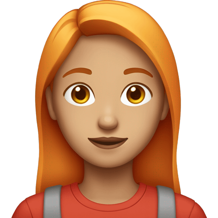 Clean Girl With Brown, light orange hair And red tshirt emoji