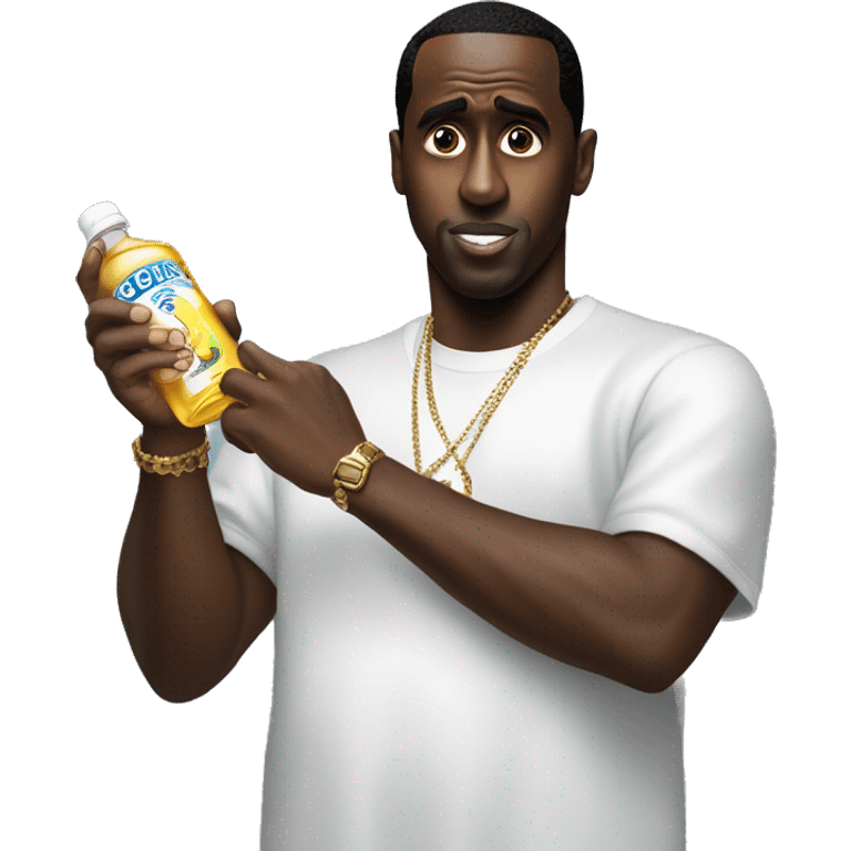 Sean Diddy Combs holding a bottle of baby oil emoji