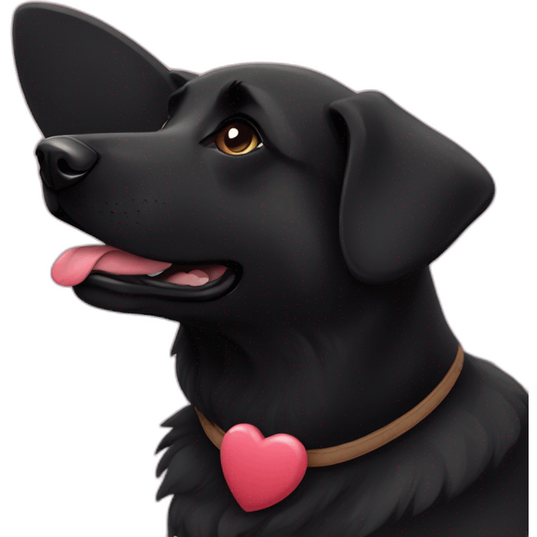 Black german shepherd with heart emoji