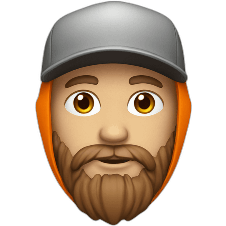 hooded white dude with a brown beard with an orange baseball hat emoji