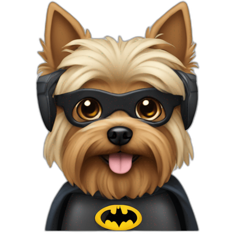 Dog male Yorkshire with Batman Costume emoji