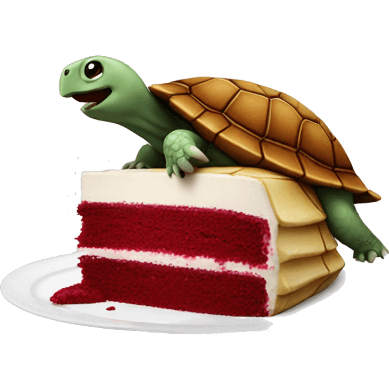 turtle eating red velvet cake emoji