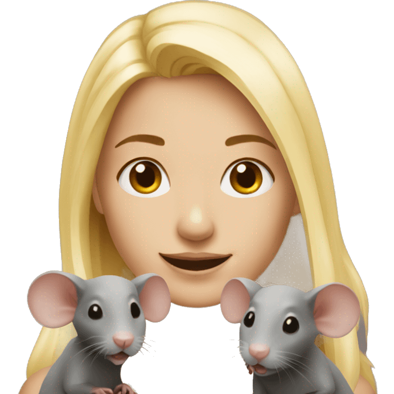 blonde girl with two rats emoji