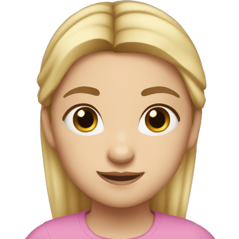 Girl with hazel eyes, fair skin, and blonde hair in a pony tail. emoji